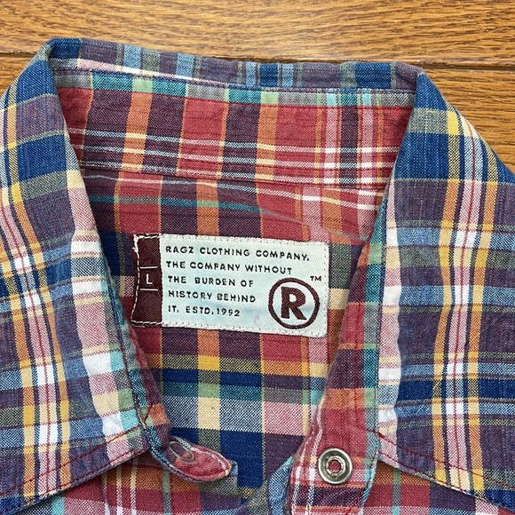 RARE Men’s RAGZ Plaid Shirt Snap Up Front OOAK Vintage VTG Size Large L - Picture 2 of 10